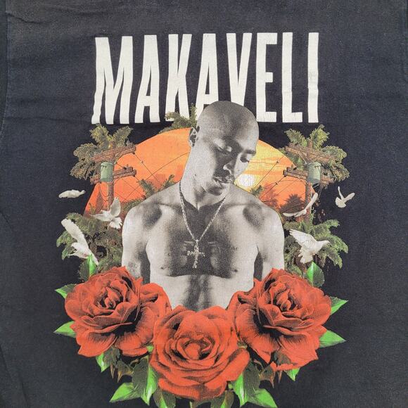 2PAC Tupac-Shakur Makaveli Shirt Womens Medium 19x25 Black - Picture 9 of 12